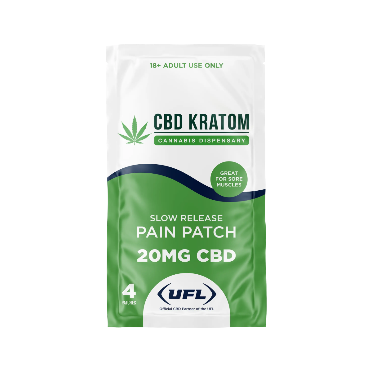 CBD Kratom X UFL Slow Release CBD Patch, 4-pack, 20mg - Shop CBD Kratom