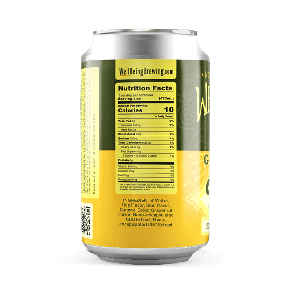Golden Hemp 20mg CBD/10mg CBG - Back of Can - 2025 High Spirit Awards Winner | Shop CBD Kratom