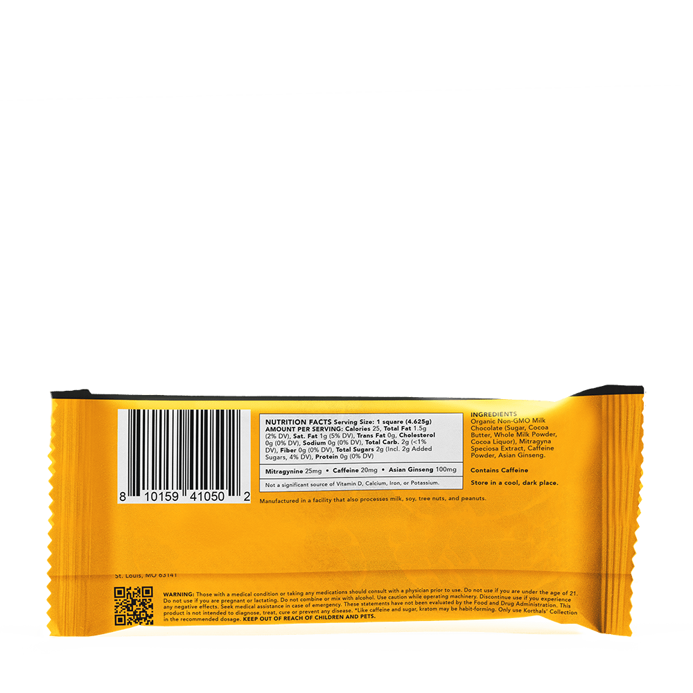 No 387 Caffeine + Ginseng Kratom Chocolate Bar - Shop CBD Kratom