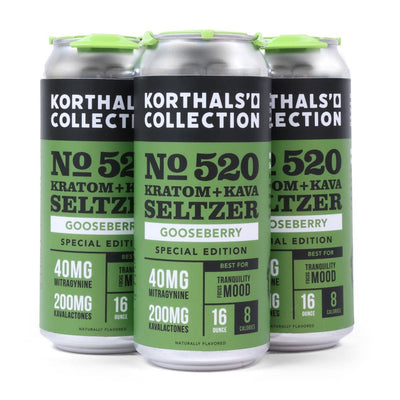 No. 520 Kratom Kava Seltzer - Gooseberry (Limited Edition), 4 Pack
