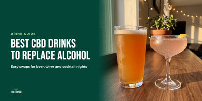 Best CBD drinks to replace alcohol: a pint of non-alcoholic brew and a coupe of sparkling non-alcoholic rose on a bar top