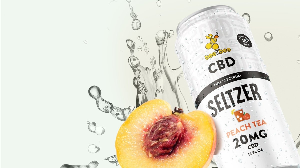 Products We Love: beeZbee CBD Peach Tea Seltzer - Shop CBD Kratom