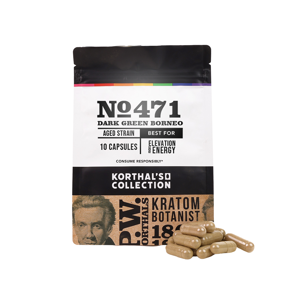 No 471 Dark Green Borneo Kratom Capsules