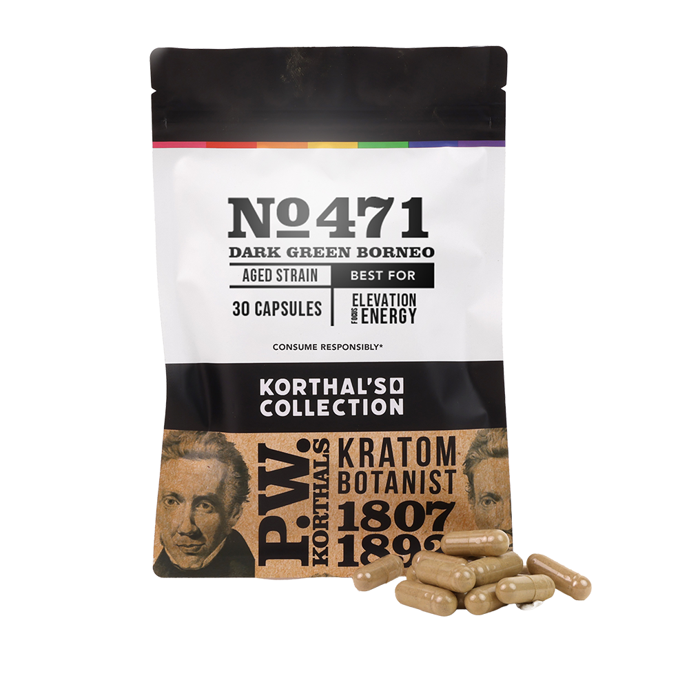 No 471 Dark Green Borneo Kratom Capsules