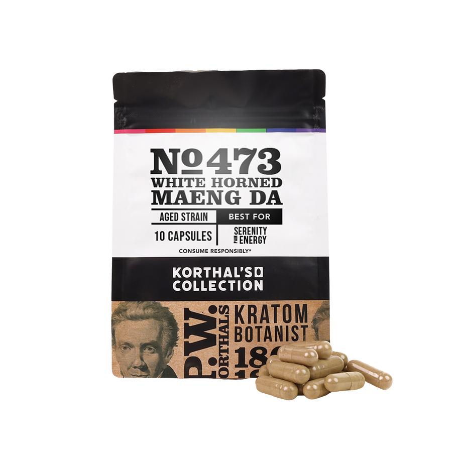 No 473 White Horned Maeng Da Kratom Capsules