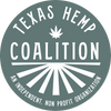 Logo of the Texas Hemp Coalition with a cannabis leaf symbol on a green background