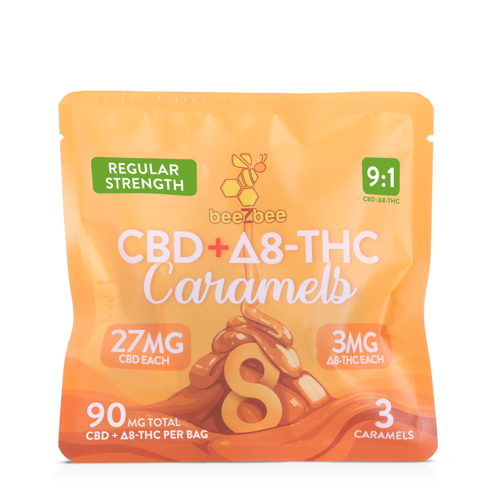 CBD+Delta-8 THC Caramels, Regular Strength