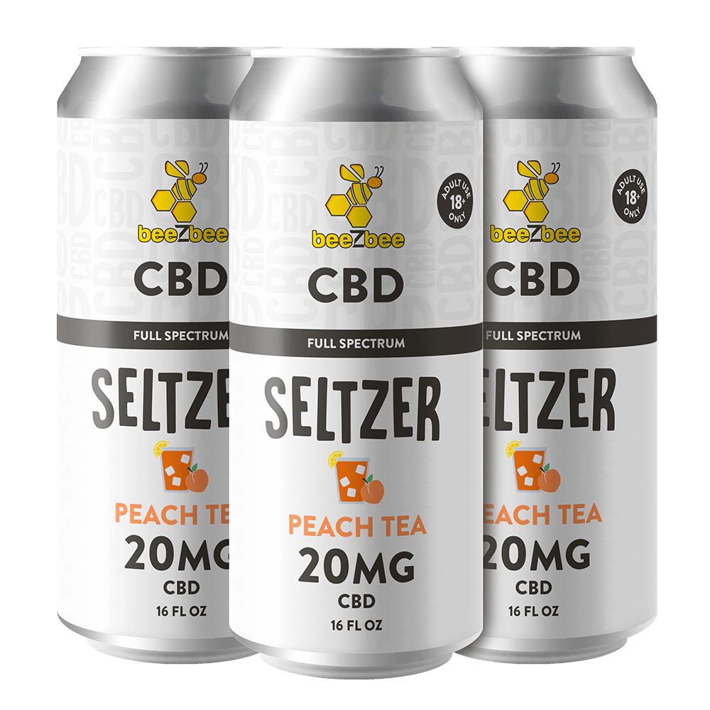 CBD Seltzer - Peach Tea, 4 Pack - Shop CBD Kratom
