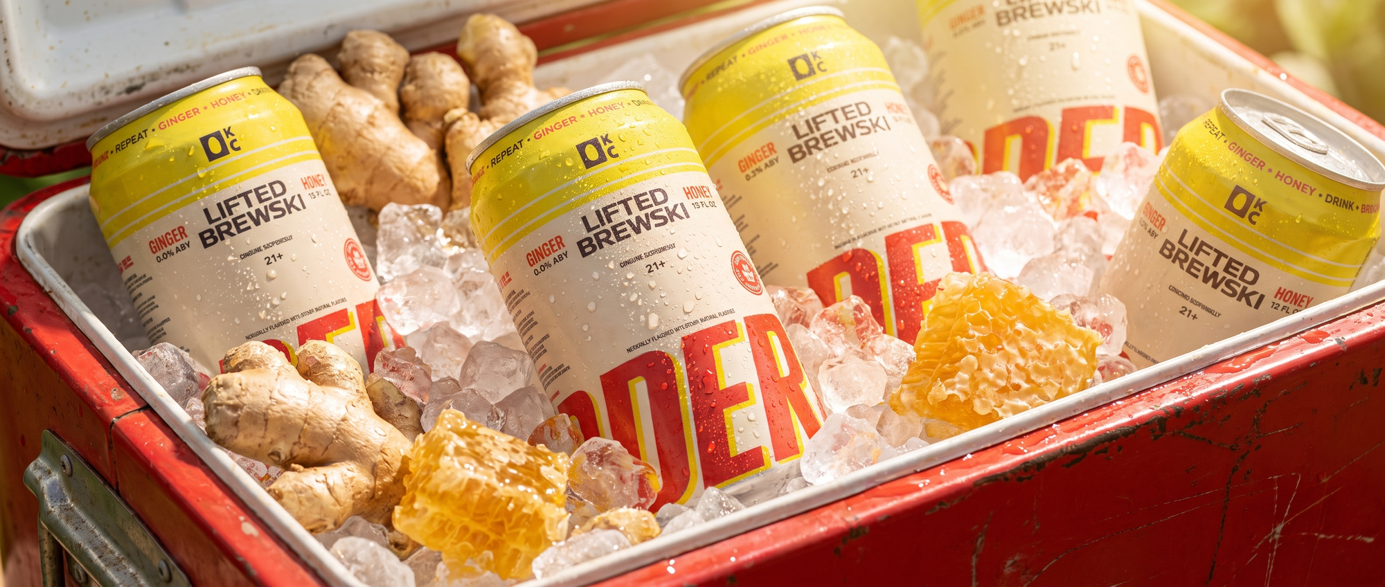 DER Ginger Honey cans on ice