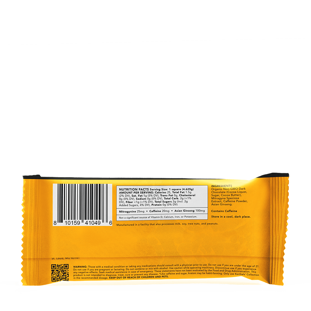 No 387 Caffeine + Ginseng Kratom Chocolate Bar - Shop CBD Kratom