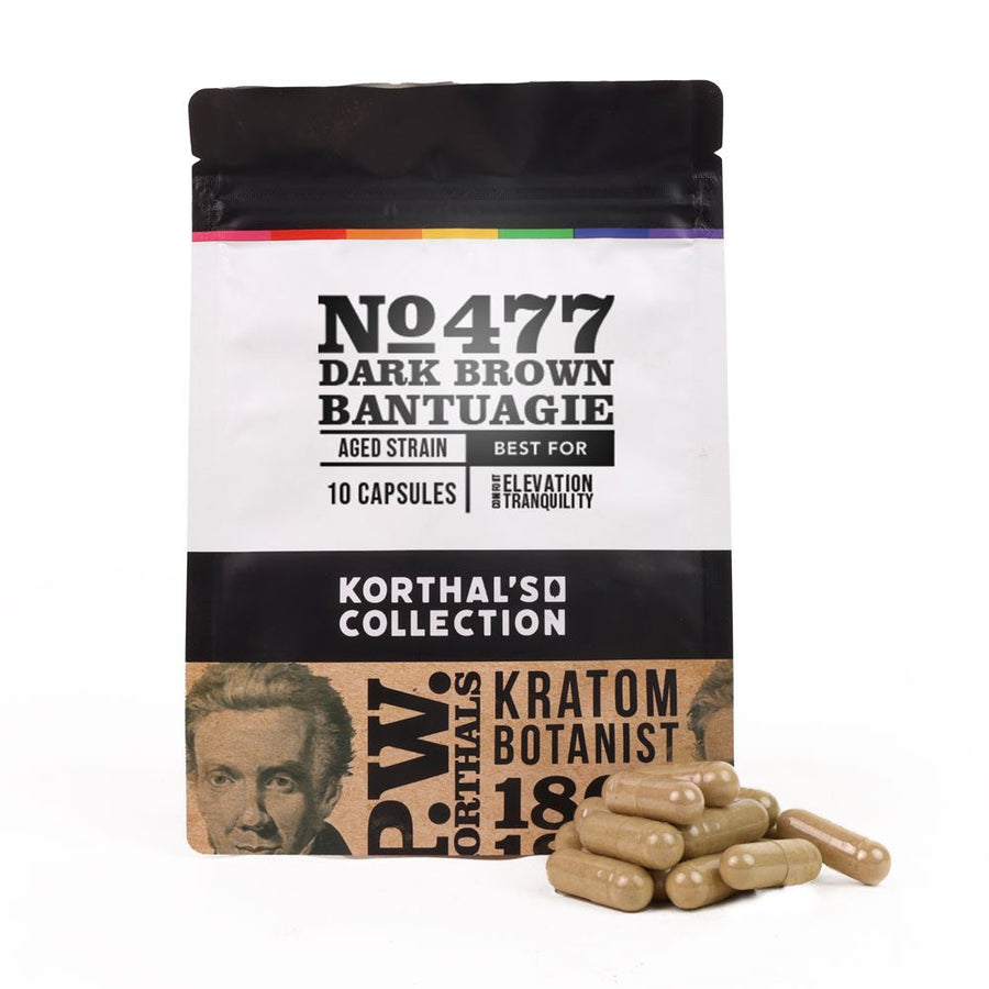 No 477 Dark Brown Bantuagie Kratom Capsules