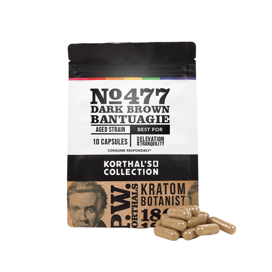No 477 Dark Brown Bantuagie Kratom Capsules