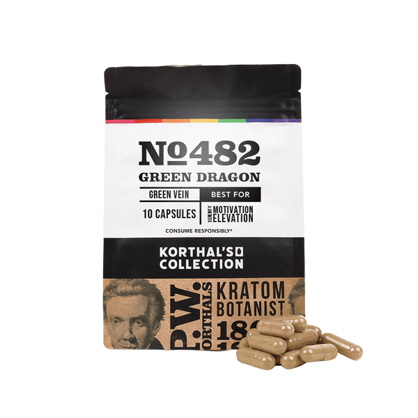 No. 482 Green Dragon Kratom Capsules bottle from CBD Kratom