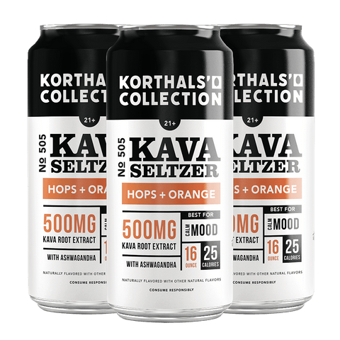 No. 505 Kava Seltzer Hops + Orange 16oz cans, front labels - Shop CBD Kratom